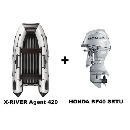 Лодка ПВХ X-RIVER Agent 420 + 4х-тактный лодочный мотор HONDA BF40 SRTU